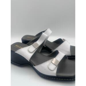 Relaxshoe Italian Leather Slide Sandals White Square Toe